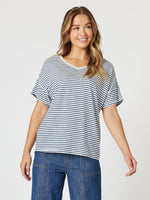 Tyla Stripe Tee - Indigo White
