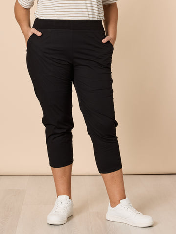 Santorini Cotton Capri Pant - Black THREADZ