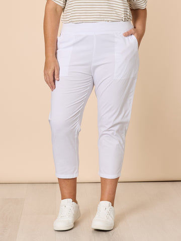 Santorini Cotton Capri Pant - White