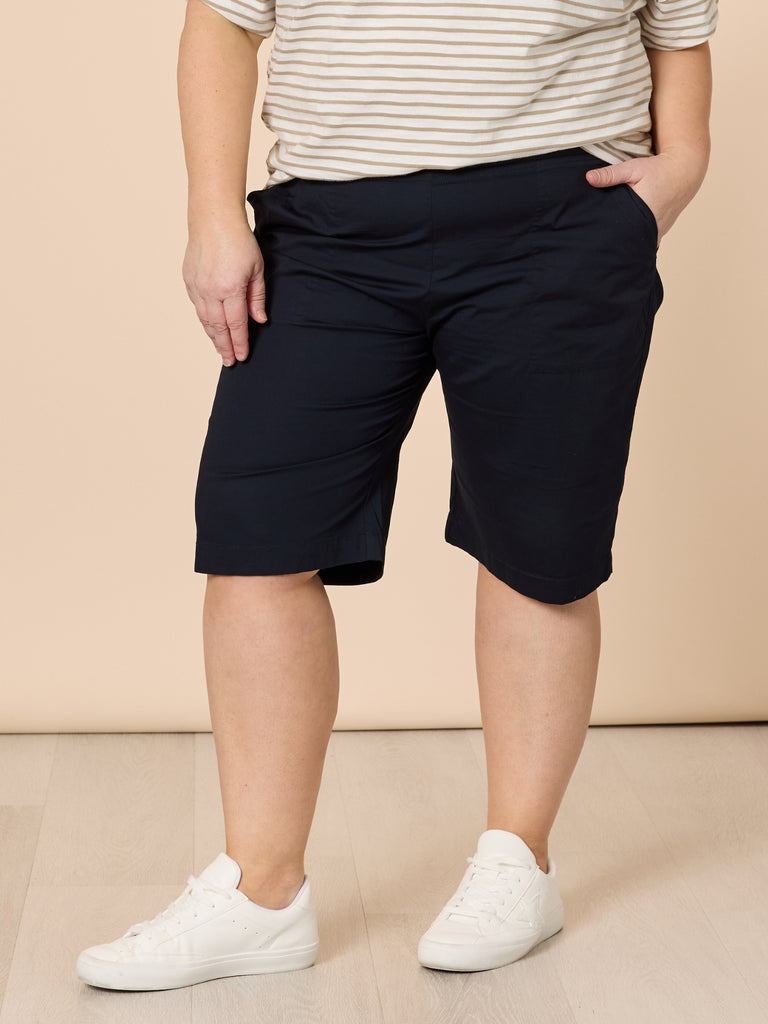 Santorini Cotton Pull On Shorts - Navy THREADZ