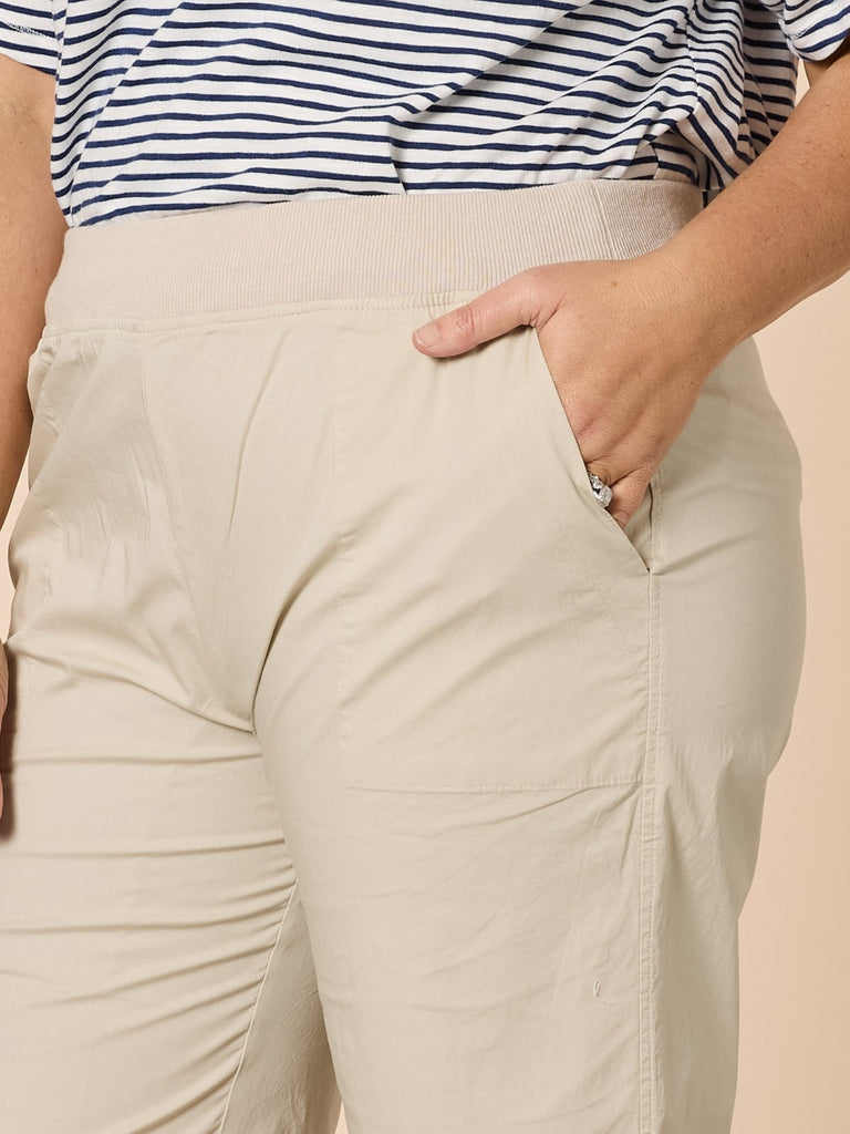 Santorini Cotton Pull On Shorts - Stone threadz