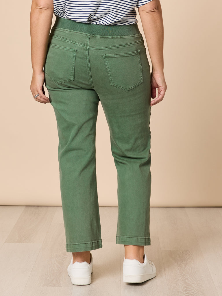 Maddy High Rise Wide Leg Jean - Khaki THREADZ