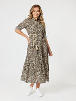 Le Marais Button Up Print Dress - Animal