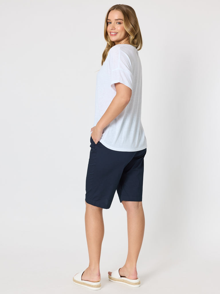 Santorini Cotton Pull On Short - Navy