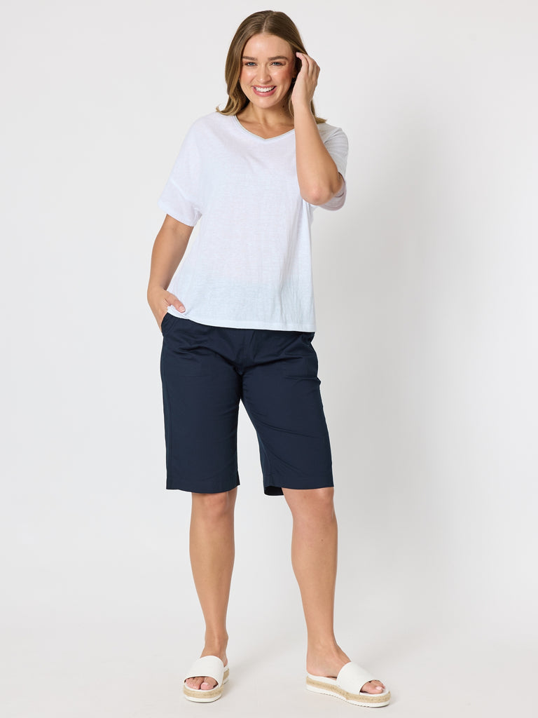 Santorini Cotton Pull On Short - Navy