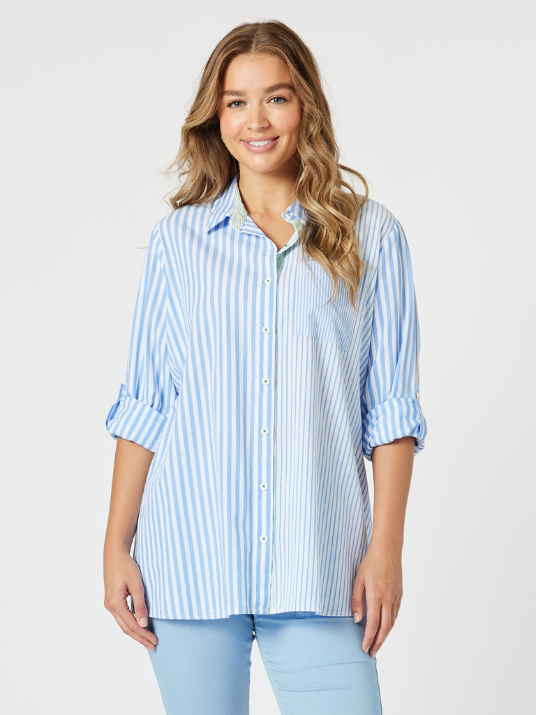 Skyler Stripe Shirt - Blue/White threadz
