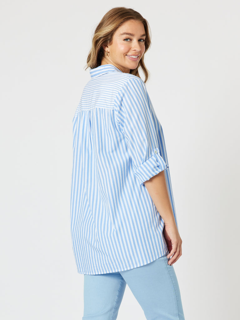 Skyler Stripe Shirt - Blue/White threadz