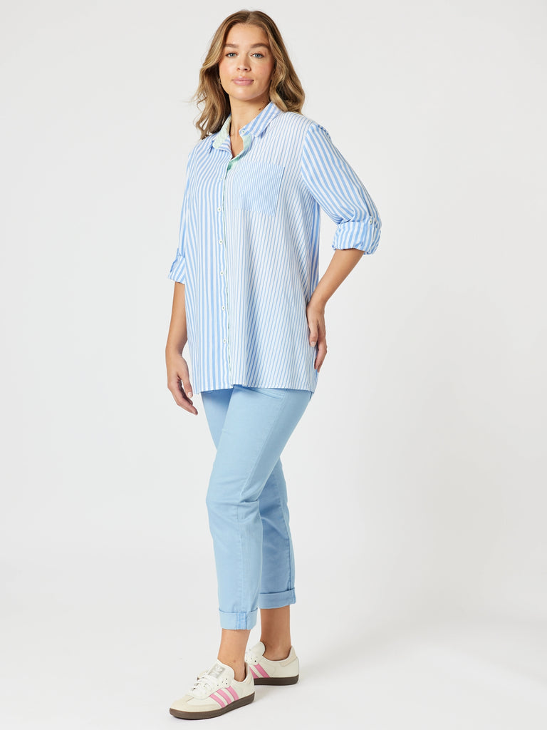 Skyler Stripe Shirt - Blue/White threadz