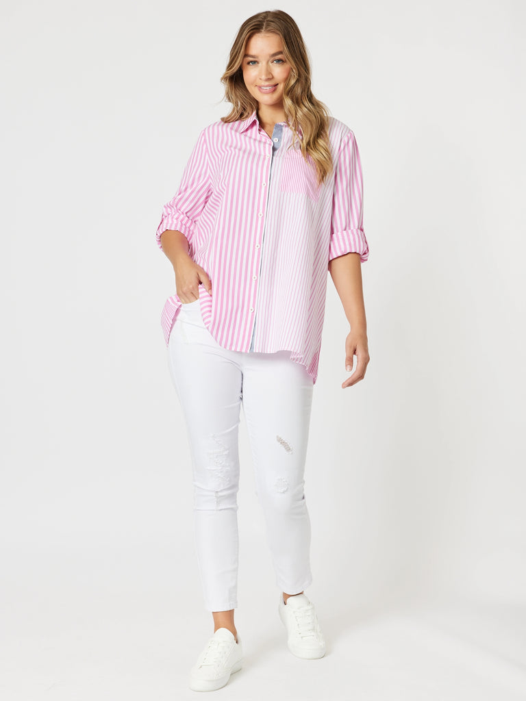 Skyler Stripe Shirt - Pink White