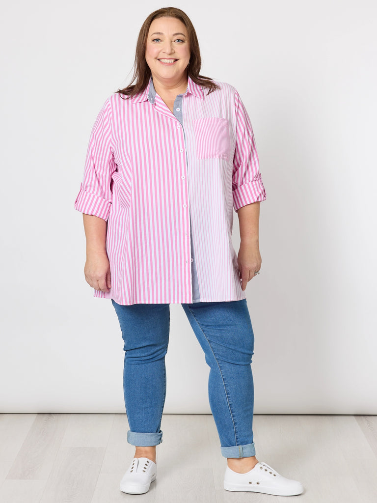 Skyler Stripe Shirt - Pink White