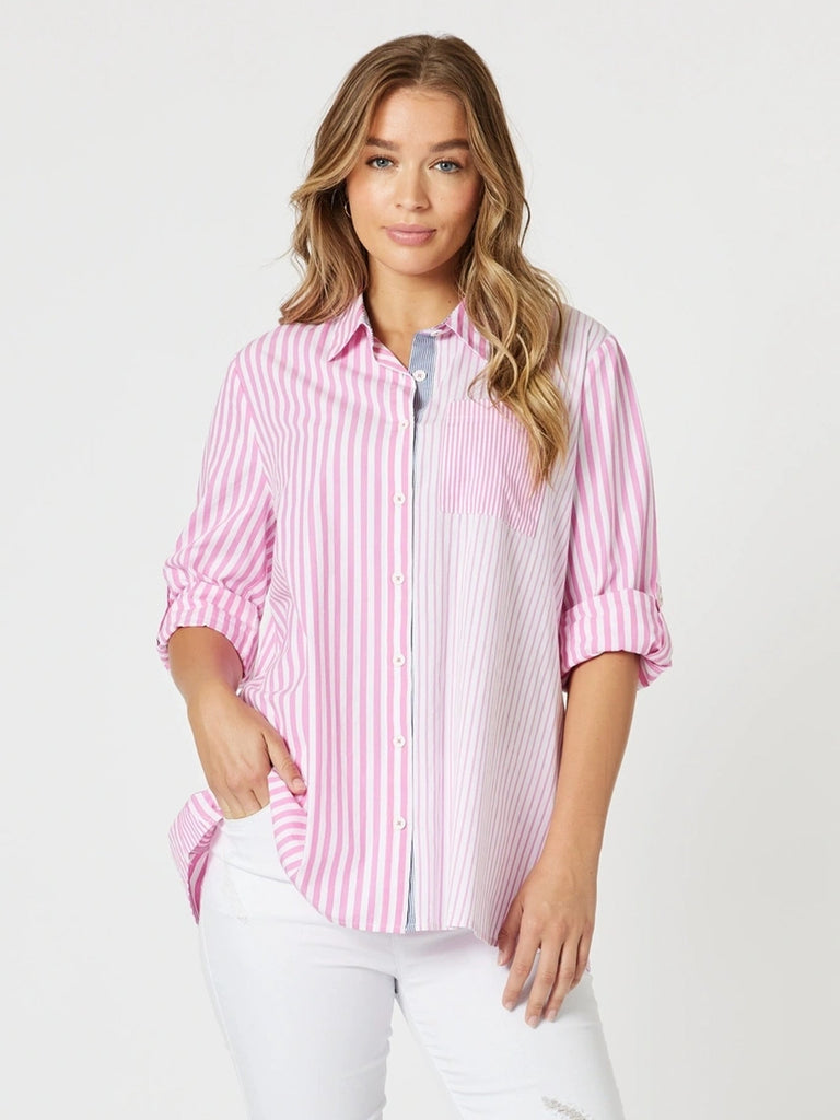 Skyler Stripe Shirt - Pink White