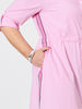 Skyler Stripe Shirt Dress - Pink White THREADZ