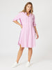 Skyler Stripe Shirt Dress - Pink White THREADZ