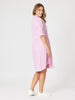 Skyler Stripe Shirt Dress - Pink White THREADZ