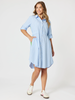 Skyler Stripe Shirt Dress - Blue/White rc&co threADZ
