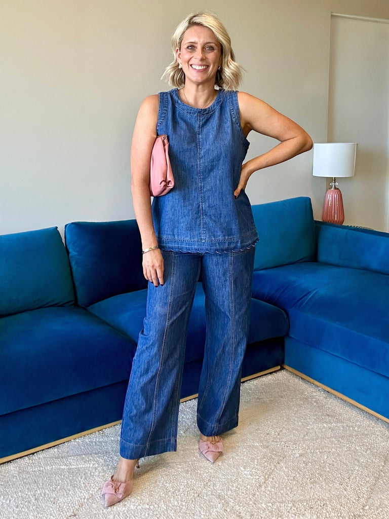 Charli Reversible Button Up Denim Vest - Denim