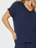 Hayley Byron V Neck Top - Navy