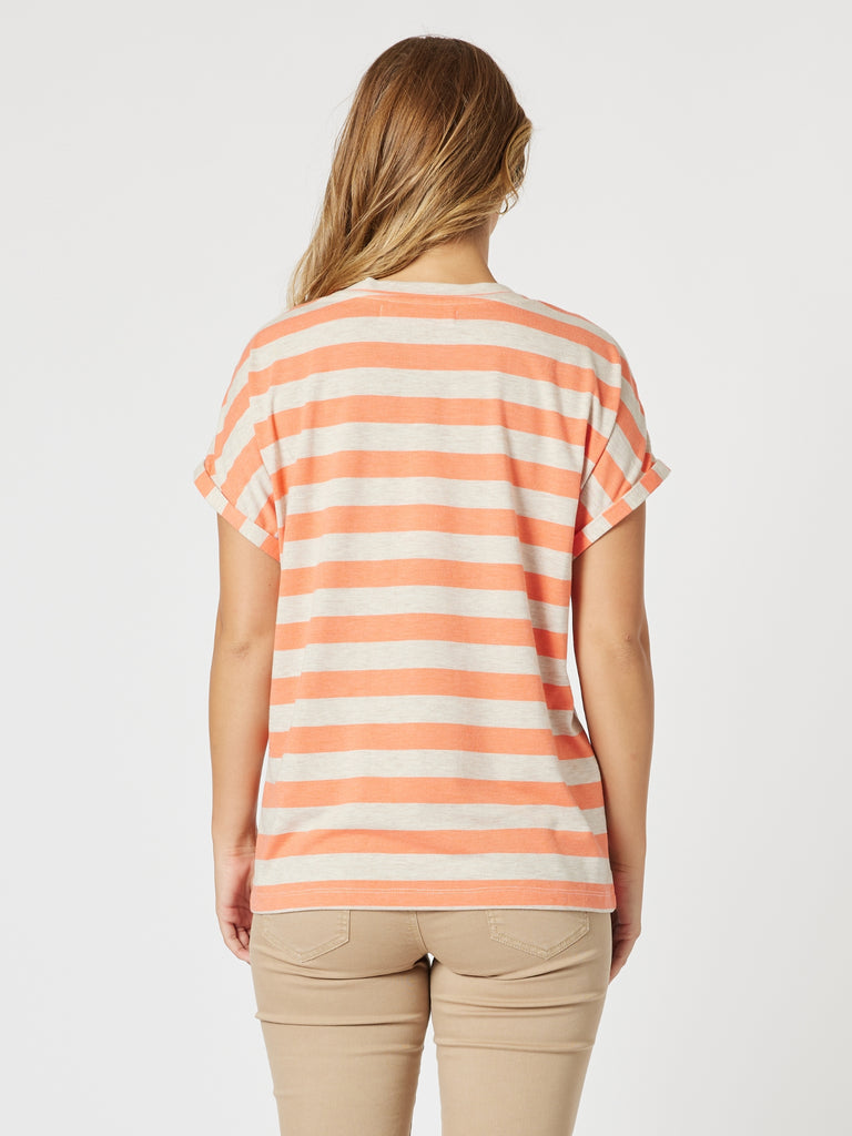 Addison Stripe Tee - Mango Natural threadz