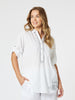 Bella Embroidered Blouse - White / Blue