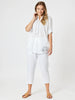 Bella Embroidered Blouse - White / Blue
