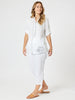 Bella Embroidered Blouse - White / Blue