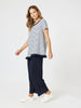 Stripe Frill Me Tee-Navy/White