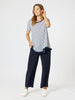 Stripe Frill Me Tee-Navy/White
