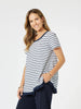 Stripe Frill Me Tee-Navy/White
