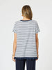 Stripe Frill Me Tee-Navy/White