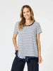 Stripe Frill Me Tee-Navy/White