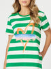 Heart Stripe Dress-Elm White