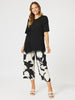 Barcelona Floral Print Wide Leg Pant - Black/Natural threadz