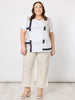 Geometric Print Top - White/Navy