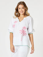 Pina Colada Embroidered Top - White / Pink