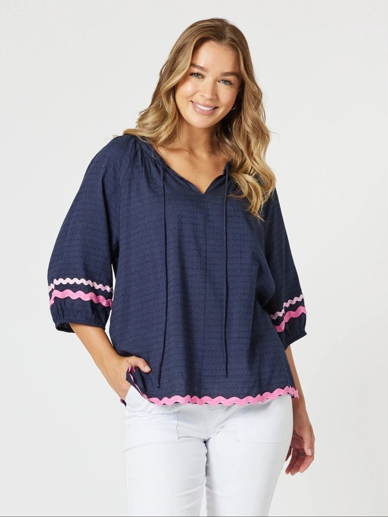 Ric Rac Top-Navy