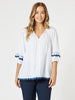Ric Rac Top - White / Blue