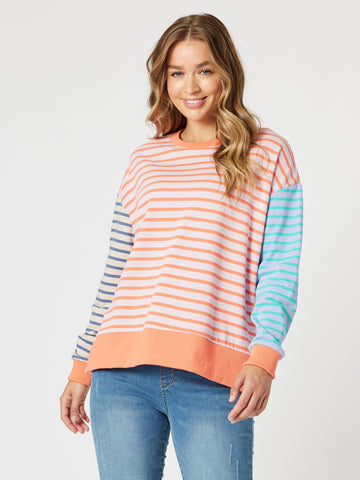 Maxwell Summer Stripe Print Sweat - Multi THREADZ