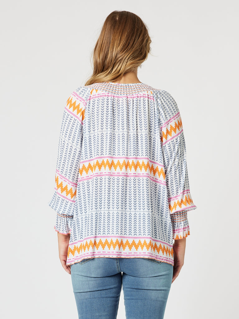 Geo Print Top - Indigo Multi threadz