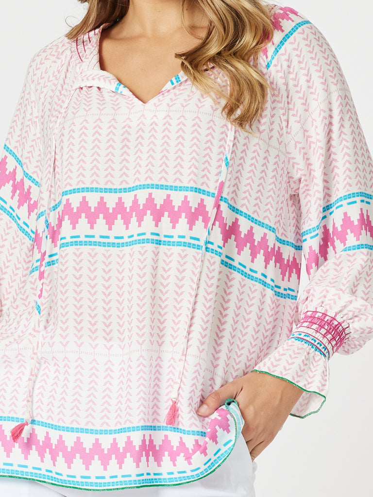 Geo Print Top - Pink/Multi threadz