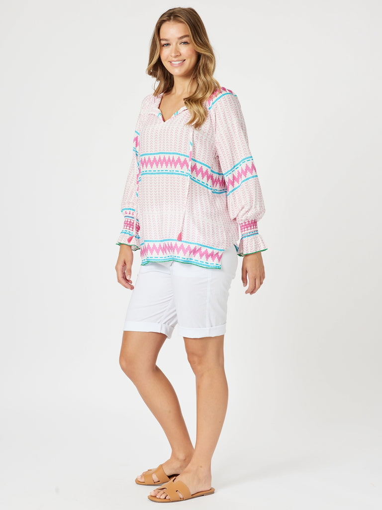 Geo Print Top - Pink/Multi threadz