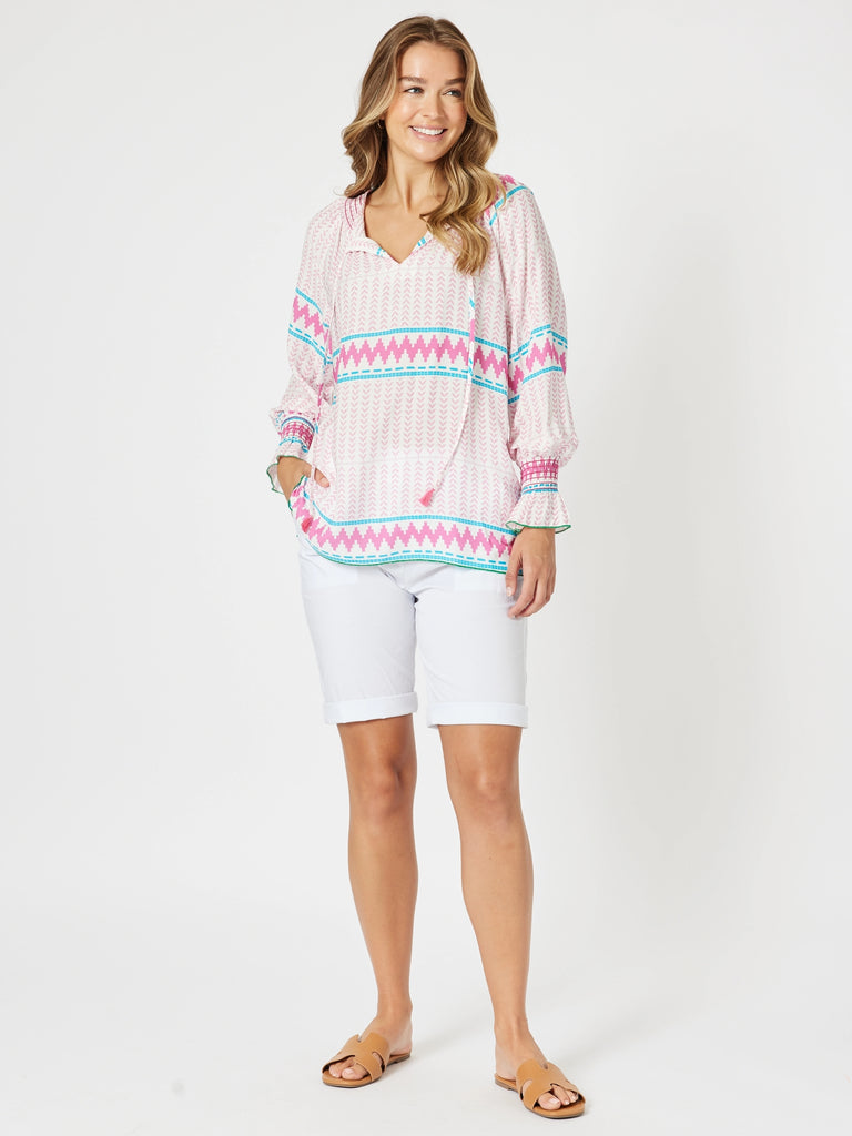 Geo Print Top - Pink/Multi threadz