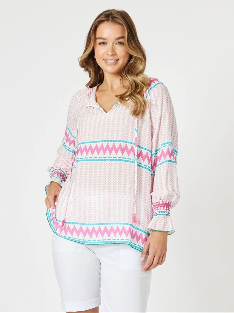 Geo Print Top - Pink/Multi threadz