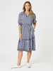 Harlequin Stripe Tier Dress - Navy / White
