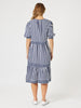 Harlequin Stripe Tier Dress - Navy / White