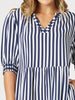 Harlequin Stripe Tier Dress-Navy/White