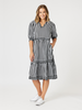 Harlequin Stripe Tier Dress - Black White