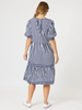 Harlequin Stripe Tier Dress-Navy/White