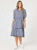 Harlequin Stripe Tier Dress-Navy/White