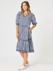 Harlequin Stripe Tier Dress-Navy/White