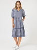 Harlequin Stripe Tier Dress-Navy/White